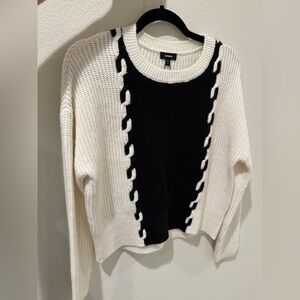 Express Women's Sweater with Black and Cream Design